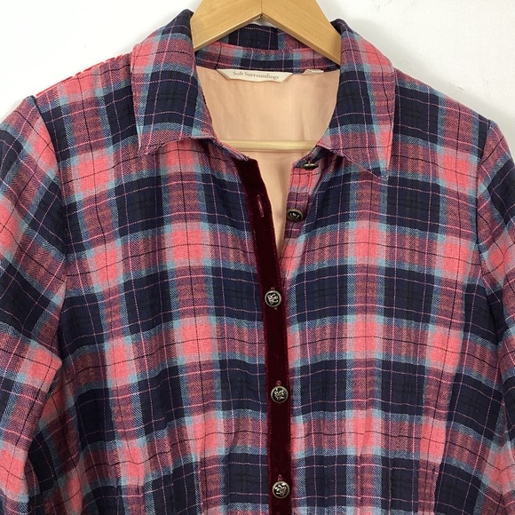 Soft Surroundings Kensington Flannel Top Size Medium - Picture 3 of 11